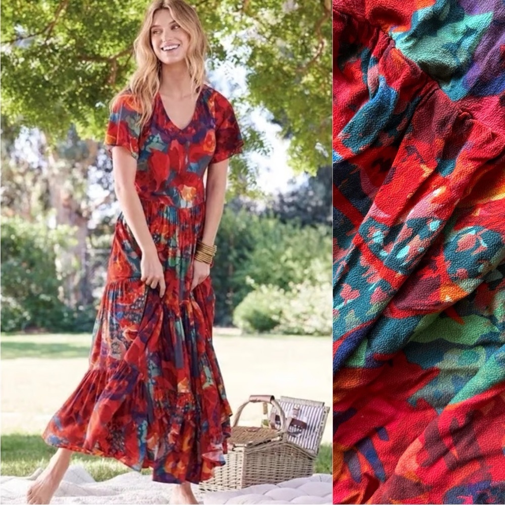 Soft Surroundings Printemps Floral Midi Dress - Picture 1 of 5